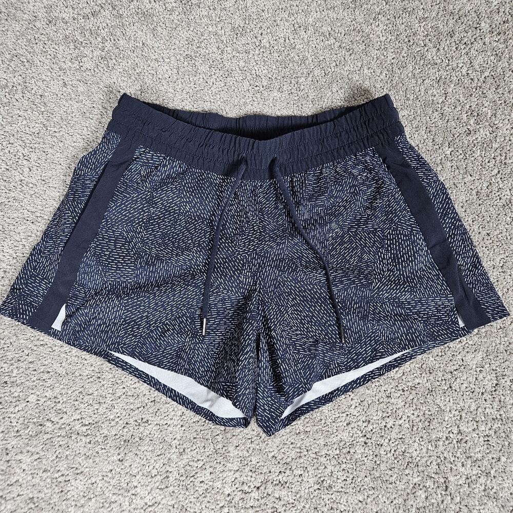 Athleta Shorts Womens 6 Blue Printed Baja Gym Stretch Running 4" Inseam